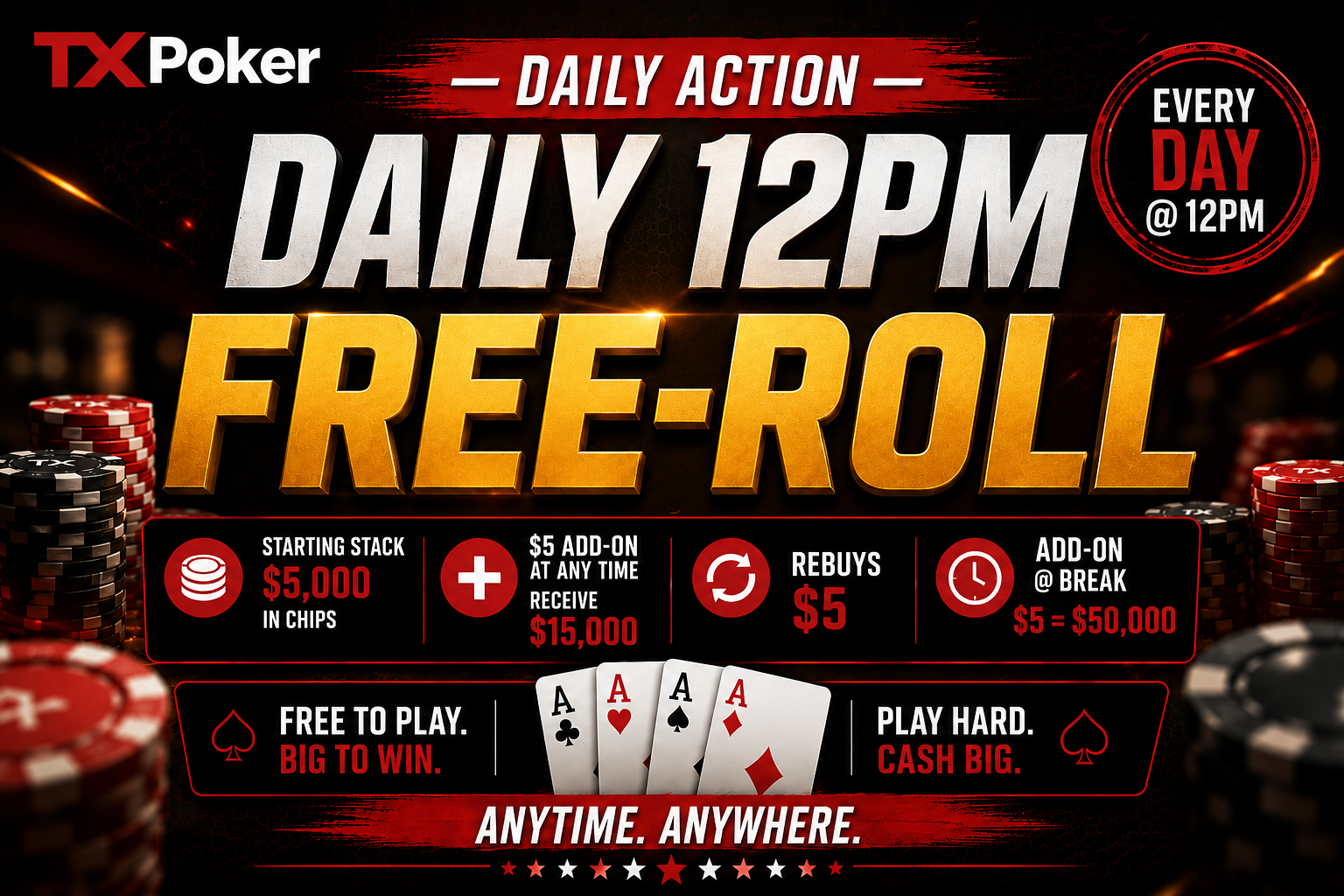 12pm Daily Tournament Flyer